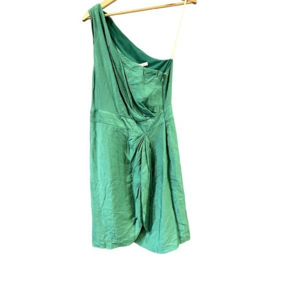 BCBGeneration Green One Shoulder Draped Mini Dress Size 8 Cocktail Party Wedding